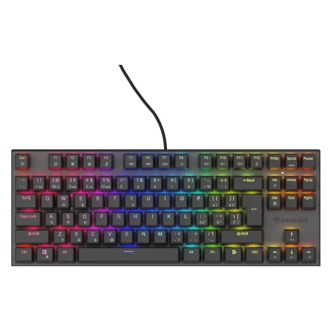 Genesis tichá herní klávesnice THOR 303/TKL/RGB/Outemu Peach/Drátová USB/CZ-SK layout/Černá