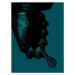 Fotografie Part of butterfly wing on turquoise background, Jonathan Knowles, 30 × 40 cm