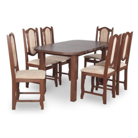 Jídelní set Lindar - Stůl 150x80,6x židle (ořech / monako 2A)