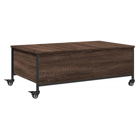 vidaXL Konferenční stolek na kolečkách hnědý dub 91x55x34 cm kompozit