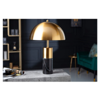 Estila Art-deco moderní stolní lampa Jaspeado v černo-zlaté barvy s kulatým kovovým stínítkem 35