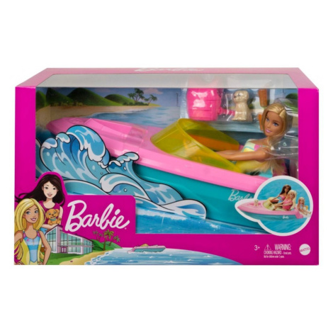 Barbie člun s panenkou a pejskem, mattel grg30