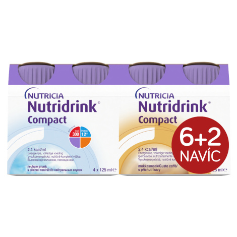 Nutridrink Compact 6+2 s příchutí neutral-káva 8x125 ml