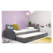 Dětská postel LILI s výsuvným lůžkem 90x200 cm - grafit Bílá