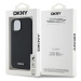 Zadní kryt DKNY PU Leather Silver Metal Logo Magsafe pro Apple iPhone 15, černá