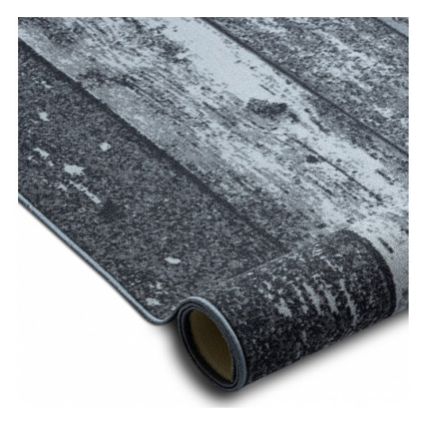 Protiskluzový metrážní koberec WOOD dřevo, prkna - šedý