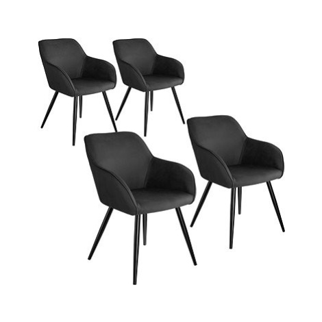 4× Židle Marilyn Stoff, antracit-černá tectake