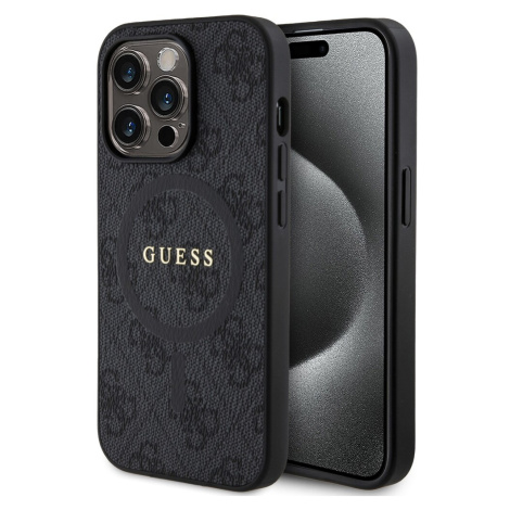 Guess PU Leather 4G Colored Ring MagSafe kryt iPhone 14 Pro černý