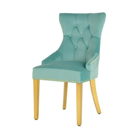 Estila Barokní jídelní židle Modern/Gold Barrock s čalouněním ze světle modrého sametu s diamant