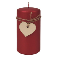 Svíčka červená s dřevěným srdcem válec 7 x 14 cm, 48 hodin Anděl Přerov s.r.o.