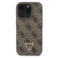 Zadní kryt Guess PU 4G Strass Triangle Metal Logo pro Apple iPhone 16 Pro Max, hnědá