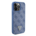 Guess hard silikonový obal iPhone 15 PRO MAX 6.7" Blue Leather 4G Triangle Strass