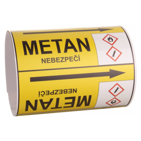 Páska na značení potrubí Signus M25 - METAN Samolepka 80 x 62 mm, délka 1,5 m, Kód: 25810