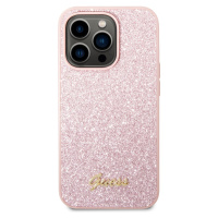 Zadní kryt Guess PC/TPU Glitter Flakes Metal Logo pro Apple iPhone 14 Pro Max, růžová