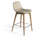 Estila Luxusní taupe šedá kožená barová židle Forma Moderna z masivu 93cm