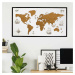Korková, zapichovací mapa světa na stěnu - i s gravírováním