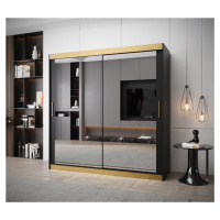 Šatní skříň Abi T3 Premium Barva korpusu: Černá + zlatá, Rozměr: 200 cm