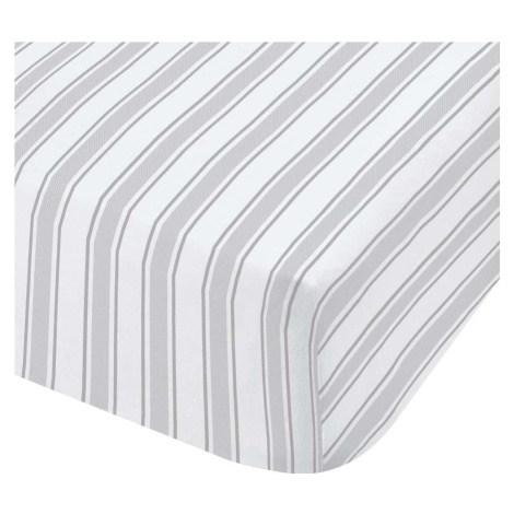Šedo-bílé bavlněné prostěradlo Bianca Check and Stripe, 135 x 190 cm