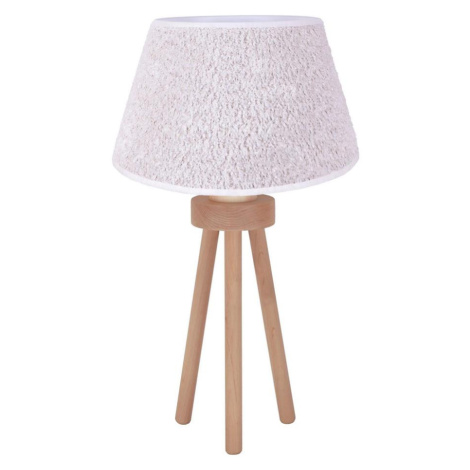 - Stolní lampa BOUCLE 1xE27/15W/230V pr. 28 cm bílá/dřevo Donoci