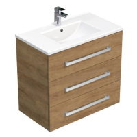 Koupelnová skříňka s umyvadlem SAT Cube Way 80x71x46 cm dub Hickory CUBE46803DHMOD