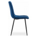 Modrá sametová židle TURIN  s černými nohami