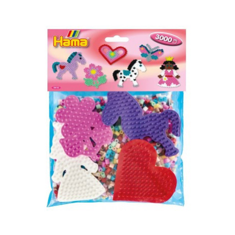 Zažehlovací korálky Hama MIDI 3000ks + 4 podložky v sáčku 19x21x5cm