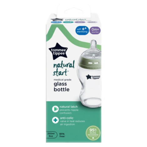 Tommee Tippee Natural Start Skleněná samosterilizační kojenecká lahev 0m+ 250ml