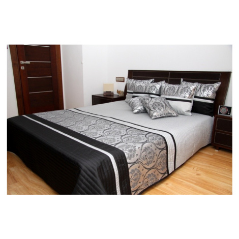 Luxusní přehozy na postel v šedé barvě s proužky a ornamenty