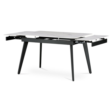 Jídelní stůl LONGAN, bílý mramor/černý matný lak Autronic