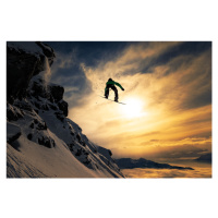 Fotografie Sunset Snowboarding, Jakob Sanne, 40 × 26.7 cm