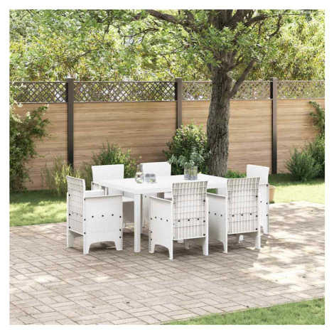 vidaXL Zahradní jídelní souprava 7 pcs Bílá Ratan Polt
