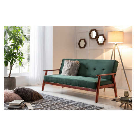 Livetastic ROZKLÁDACÍ POHOVKA, dřevo, textil, zelená, barvy třešně