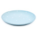 Keramický mělký talíř s puntíky, sv. modrá