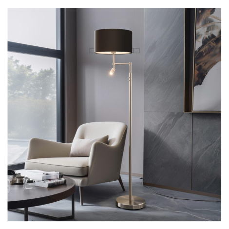 Eglo - LED Stojací lampa TUNJA 1xE27/60W/230V + LED/2,1W pr. 38 cm chrom/hnědá 1xEG32514+1xEG324