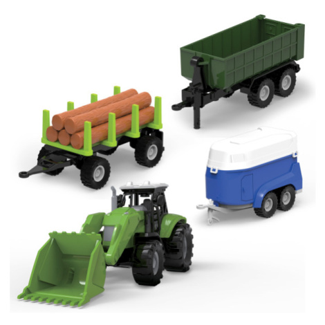 FARM SERVICE - SET Traktor s nakladačem, dvěma valníky a přívěsem se světly a zvuky - 21H-24P Sparkys