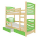 ArtAdrk Dětská patrová postel OSUNA Barva: Borovice / zelená
