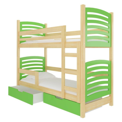 ArtAdrk Dětská patrová postel OSUNA Barva: Borovice / zelená