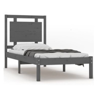 Rám postele šedý masivní dřevo 90 × 200 cm, 3105522