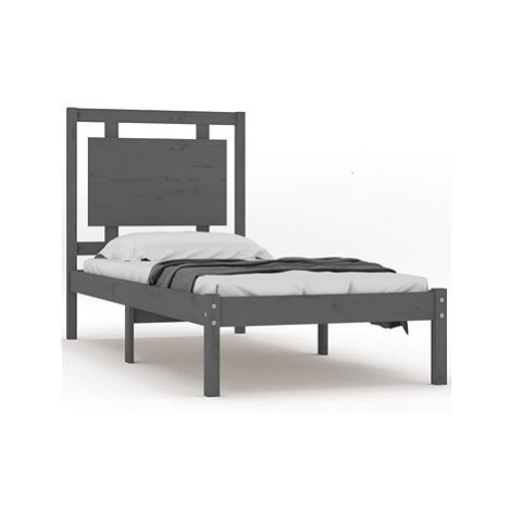 Rám postele šedý masivní dřevo 90 × 200 cm, 3105522 SHUMEE