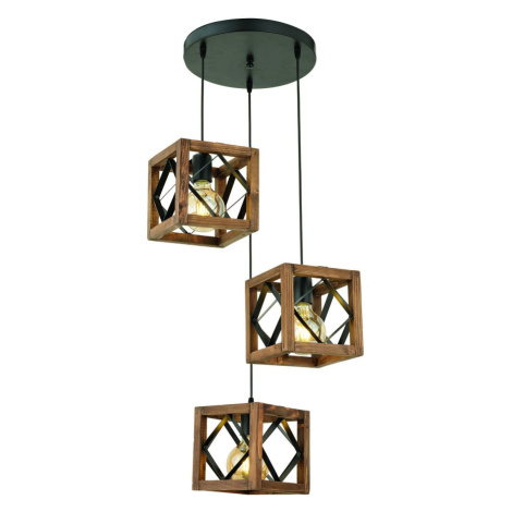 Opviq Závěsný lustr Zikzak IV jedlové dřevo ořech/černý Opviq lights