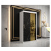 Šatní skříň Abi Golden T2 Barva korpusu: Černá, Rozměry: 100 cm, Dveře: Černý Marmur + zlaté zrc