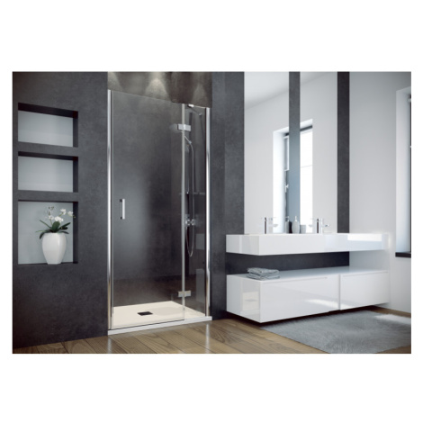 BESCO Bezrámové sprchové dveře VIVA 195D - 100 cm, Pravé (DX), Hliník chrom, Čiré bezpečnostní s