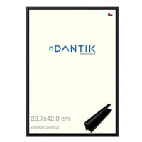 DANTIK rámeček 29,7 × 42, ALU profil 7002 Černý matný plexi čiré