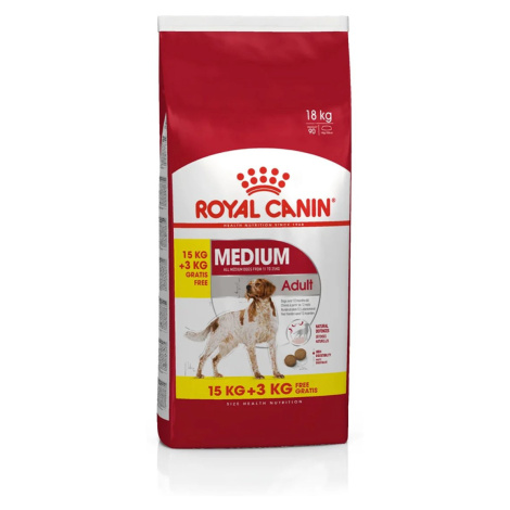 ROYAL CANIN MEDIUM Adult suché krmivo pro středně velké psy 15 kg + 3 kg