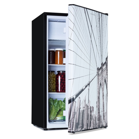 Klarstein CoolArt 79 l, kombinovaná lednice s mrazákem, EEK E, mrazicí prostor 9 l, designové dv
