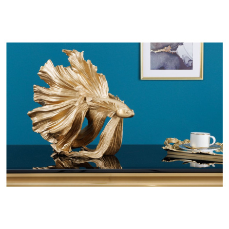 Dekorační socha rybka TEJE Dekorhome Zlatá Invicta Interior