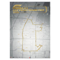 Umělecký tisk Las Vegas Strip Circuit - Formula 1 - 2023  (White), Automobilist, 50 × 70 cm