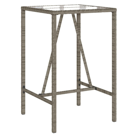 vidaXL Zahradní barový stůl šedý 70 x 70 x 110 cm polyratan