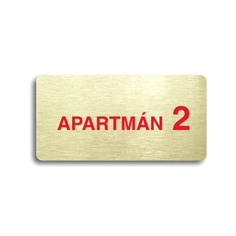 Accept Piktogram "APARTMÁN 2 II" (160 × 80 mm) (zlatá tabulka - barevný tisk bez rámečku)