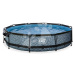 Bazén s krytem a filtrací Stone pool Exit Toys kruhový ocelová konstrukce 360*76 cm šedý od 6 le
